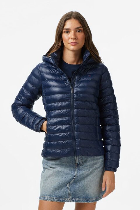 Kadın Slim Fit Kapüşonlu Şişme Mont - Lacivert - Tommy Hilfiger