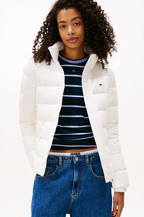 Kadın Slim Fit Parlak Görünümlü Şişme Mont - Kırık Beyaz - Tommy Hilfiger