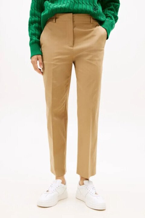 Kadın Slim Fit Straight Leg Chino Pantolon - Bej - Tommy Hilfiger