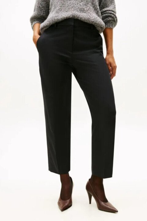 Kadın Slim Fit Straight Leg Chino Pantolon - Siyah - Tommy Hilfiger