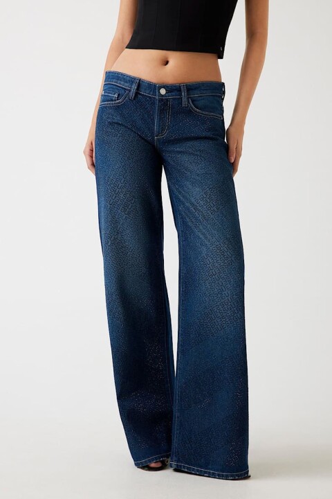 Kadın Slouchy Regular Fit Jean Pantolon - Koyu Mavi - Guess