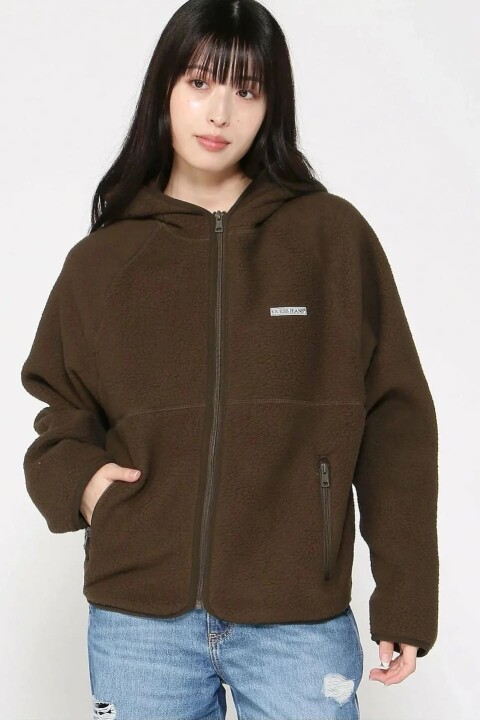 Kadın Standart Kalıp Kapüşonlu Peluş Dokulu Sweatshirt - Kahverengi 