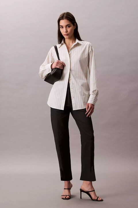 Kadın Straight Leg Stretch Chino Pantolon - Siyah - Calvin Klein