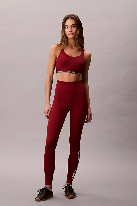 Kadın Tam Kalıp Yüksek Bel Logolu Tayt - Bordo - Calvin Klein