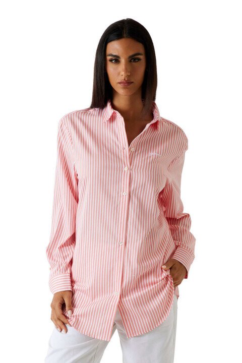 Kadın Tecla Comfort Fit Gömlek - Pembe - Guess