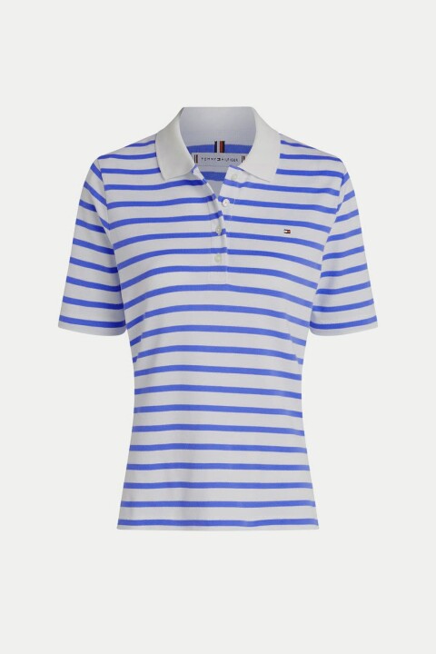 Kadın Th 1985 Pique Çizgili Polo T-Shirt - Mavi - Tommy Hilfiger