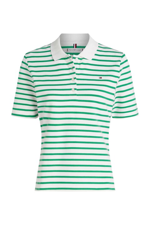 Kadın Th 1985 Pique Çizgili Polo T-Shirt - Yeşil 