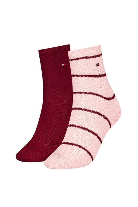 Kadın Th Çizgili 2'li Çorap - Pembe - Tommy Hilfiger