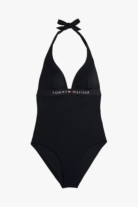 Kadın Th Halter Tek Parça Mayo - Siyah - Tommy Hilfiger