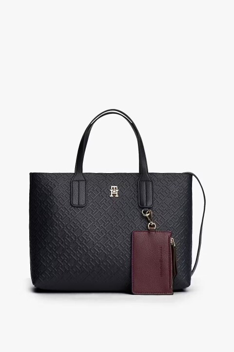 Kadın TH Icon Mini Tote Monogram Desenli El Çantası - Lacivert - Tommy Hilfiger