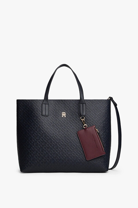 Kadın TH Icon Satchel Monogram Desenli Omuz Çantası - Lacivert - Tommy Hilfiger