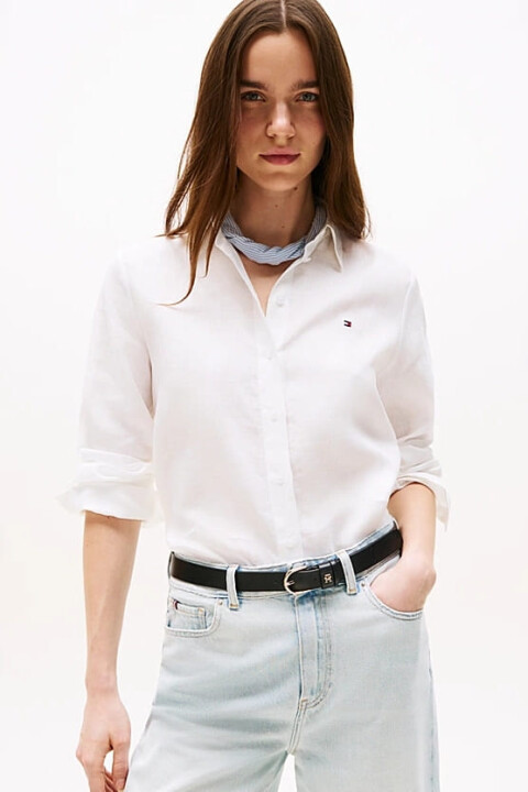 Kadın Th Linen Relaxed Gömlek - Beyaz 