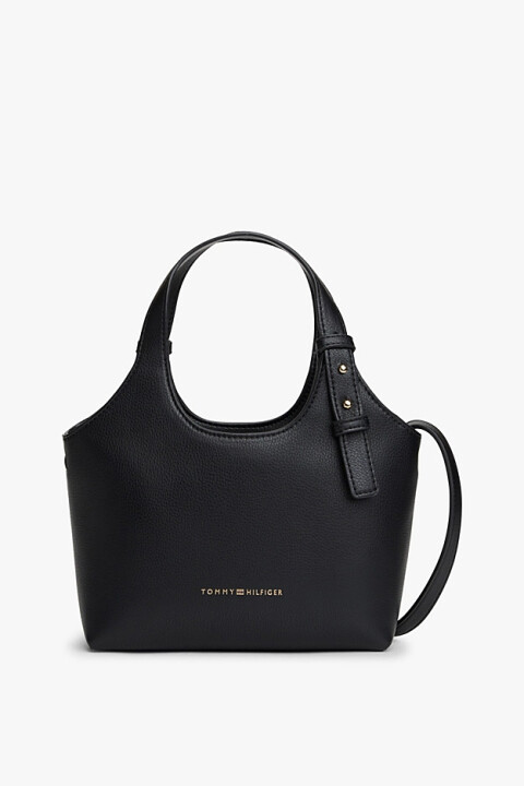 Kadın TH Logo Mini Tote Yarım Ay Formlu El Çantası - Siyah - Tommy Hilfiger