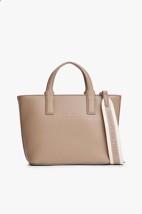 Kadın TH Logotape Mini Tote El Çanta - Açık Kahverengi 