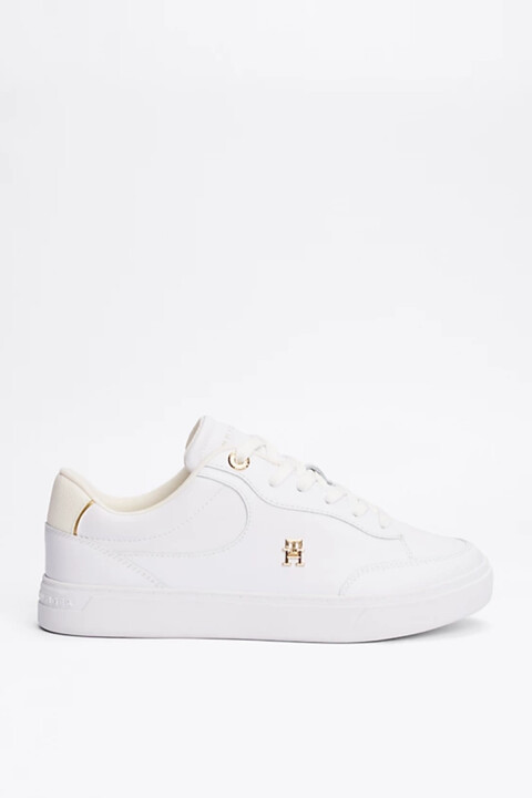 Kadın Th Monogram Deri Court Spor Ayakkabı - Beyaz - Tommy Hilfiger