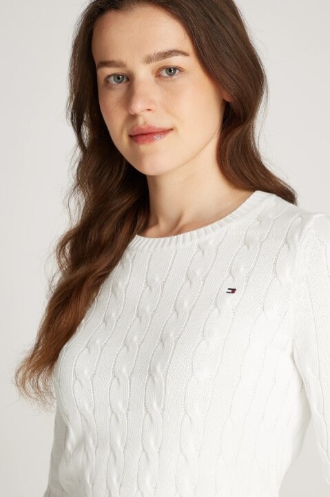 Kadın Th Örgü Desen Kazak - Ekru - Tommy Hilfiger