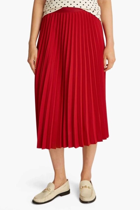 Kadın Th Pileli Midi Etek - Kırmızı - Tommy Hilfiger