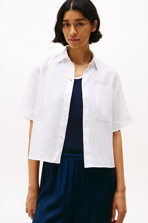 Kadın Th Relaxed Keten Gömlek - Beyaz - Tommy Hilfiger