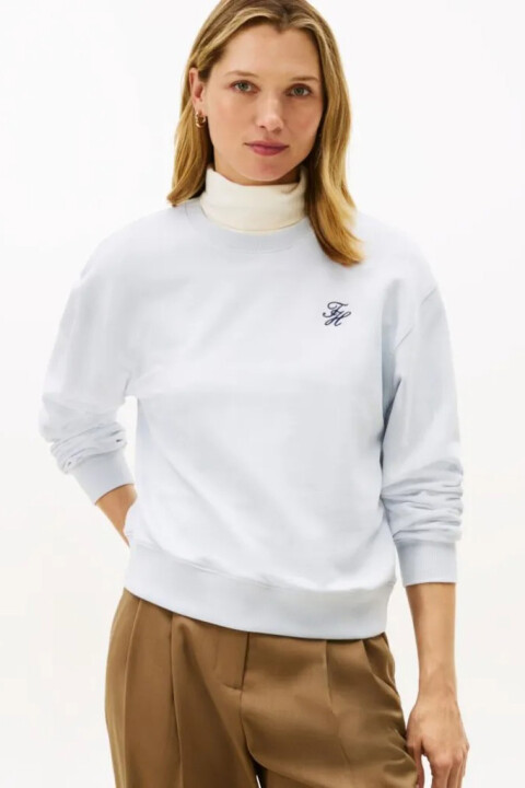 Kadın Th Script Regular Fit Terry Sweatshirt - Açık Mavi - Tommy Hilfiger