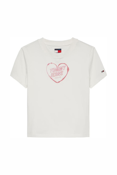 Kadın TH Slim Fit Kalp Baskılı T-Shirt – Ekru 