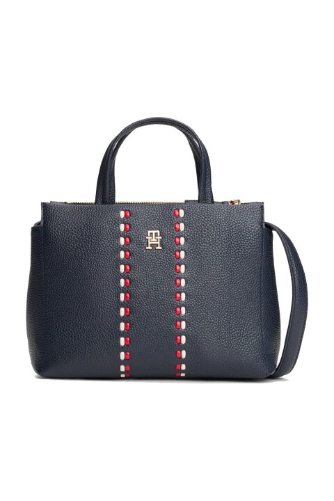 Kadın TH Timeless Mini Satchel Dikiş Detaylı El ve Omuz Çantası - Lacivert 