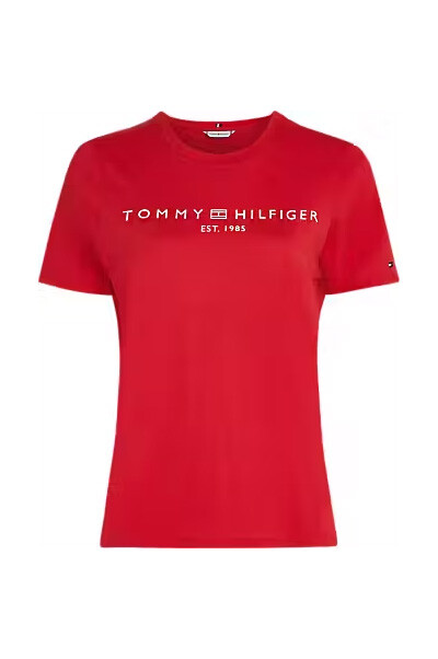 Kadın Th Yazı Logo T-Shirt - Kırmızı 