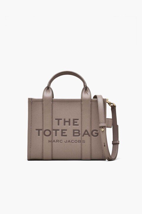 Kadın The Tote Bag Yazı Kabartmalı Deri Omuz ve El Çantası - Vizon - Marc Jacobs