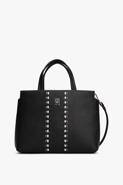 Kadın Timeless Dekoratif Şerit Detaylı El ve Omuz Çantası - Siyah - Tommy Hilfiger