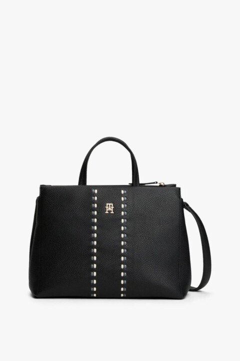 Kadın Timeless Satchel Dekoratif Şerit Detaylı El ve Omuz Çantası - Siyah 