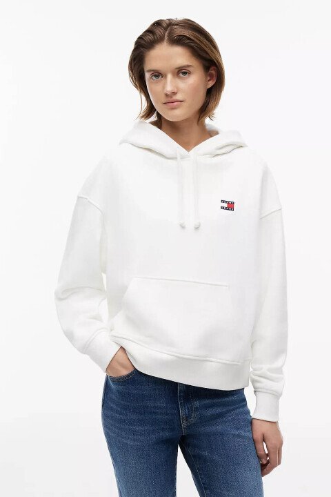 Kadın TJW Bxy Badge Kapüşonlu Sweatshirt - Ekru - Tommy Hilfiger