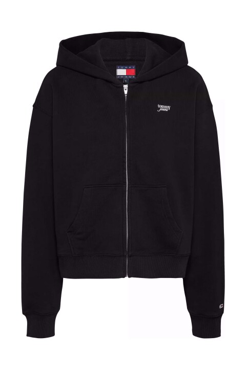 Kadın Tjw Fermuarlı Kapüşonlu Sweatshirt - Siyah - Tommy Hilfiger