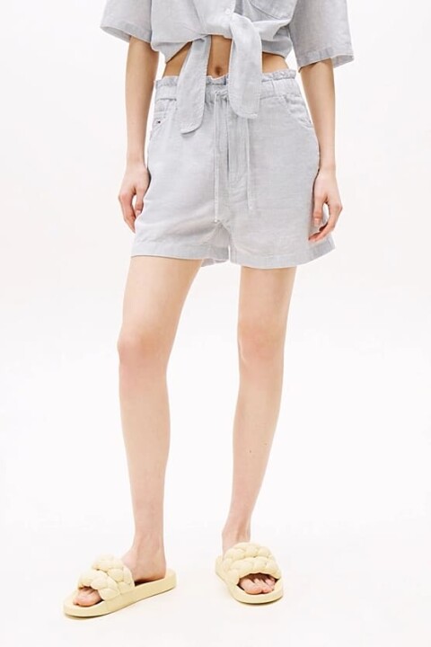 Kadın Tjw Linen Pamuklu Şort - Mavi - Tommy Hilfiger