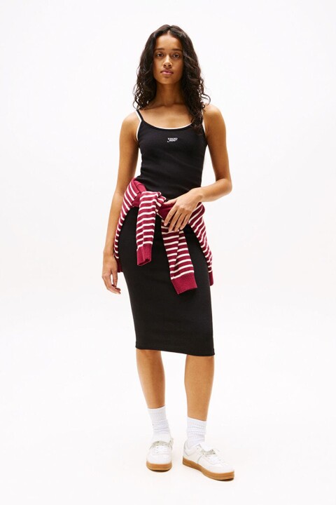 Kadın Tjw Midi Elbise - Siyah - Tommy Hilfiger