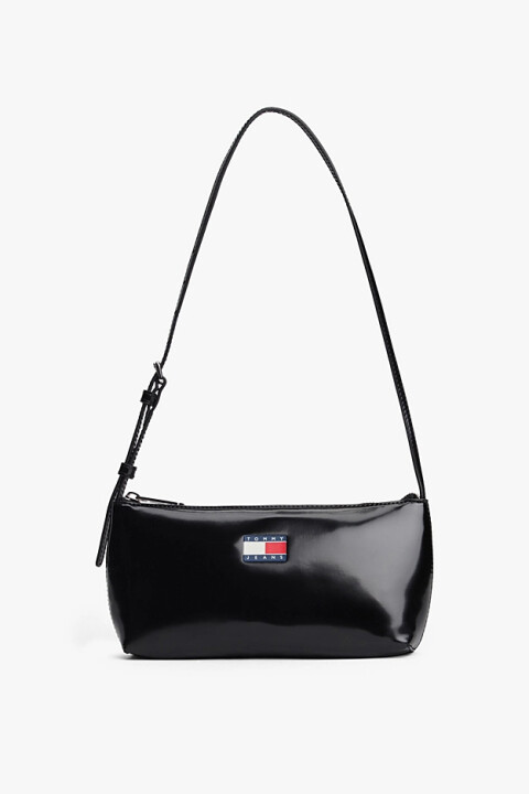 Kadın TJW Must Shoulder Bag Parlak Dokulu Omuz Çantası - Siyah - Tommy Hilfiger