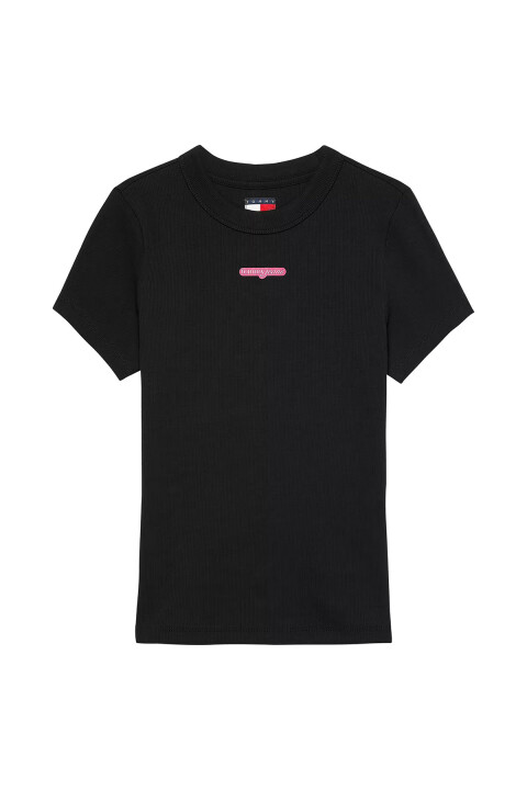 Kadın TJW Slim Script Label SS T-Shirt - Siyah 