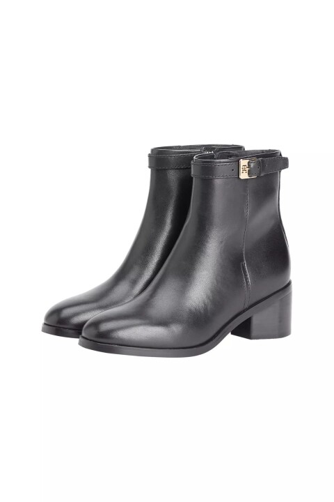 Kadın Tokalı Blok Topuklu Botie - Siyah - Tommy Hilfiger