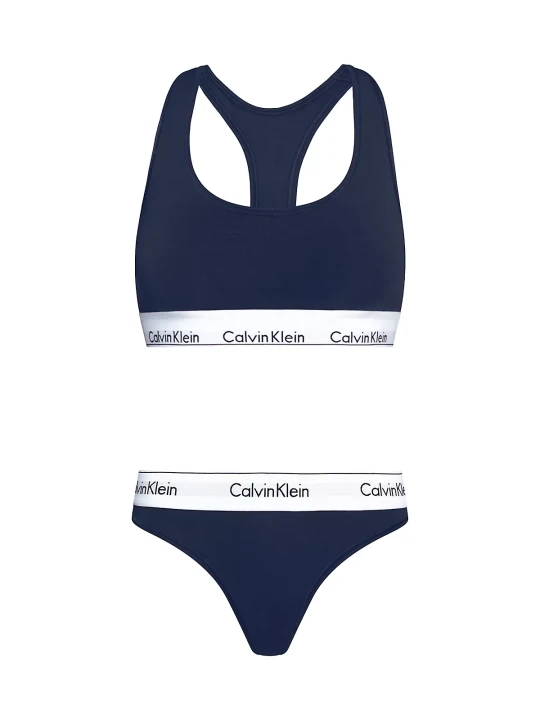 Kadın Unlıned Bra Set Sütyen Külot Takım-Lacivert - Calvin Klein