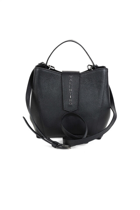 Kadın Üstten Saplı ve Askılı Deri Omuz Çantası - Siyah - Valentino