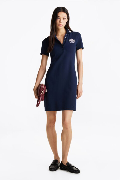 Kadın Varsity Graphic Polo Elbise - Lacivert 