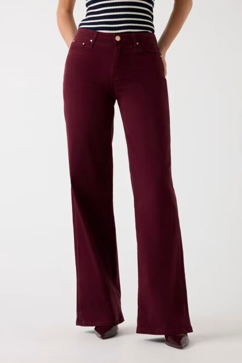 Kadın Velvet Modal Karışımlı Palazzo Fit Pantolon - Koyu Kırmızı - Guess