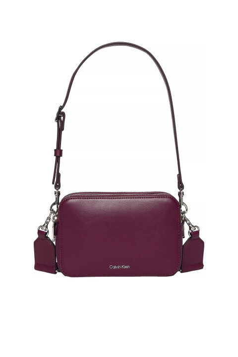 Kadın Webbing Double Strap Camera Bag Omuz Çantası - Mürdüm 