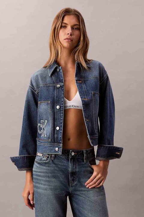 Kadın Workwear Jacket Ck Sanded Blue Ceket - Mavi - Calvin Klein