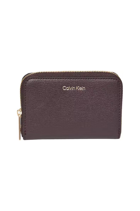 Kadın Yaldızlı Logolu Fermuarlı Cüzdan - Mürdüm 