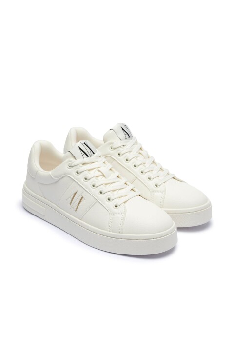 Kadın Yanı Gold Logo Detaylı Sneaker - Kırık Beyaz - Armani Exchange