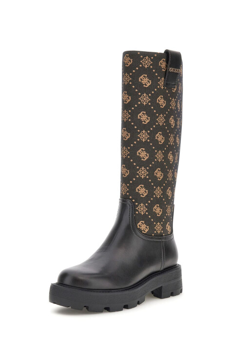 Kadın Yannis Monogram Desenli Traktör Tabanlı Çizme - Kahverengi - Guess