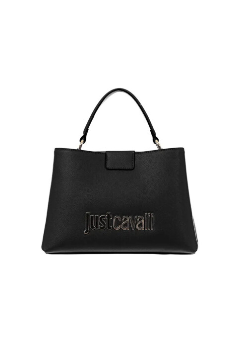 Kadın Yapılandırılmış Logolu El Çantası - Siyah - Just Cavallı