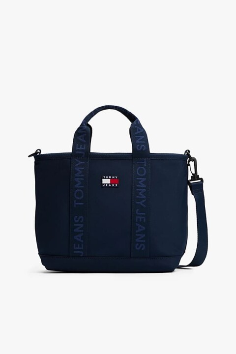 Kadın Yazı Şeritli Askılı Mini Tote Çanta - Lacivert 