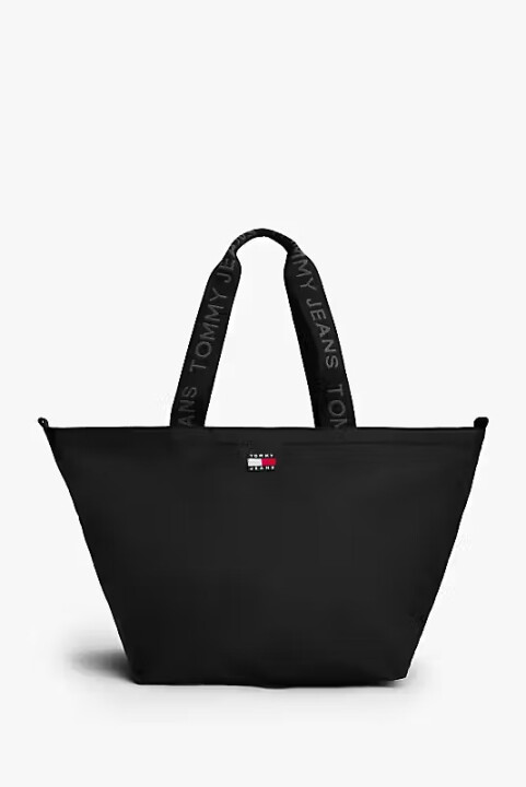 Kadın Yazılı Askılı Tote Omuz Çantası - Siyah 