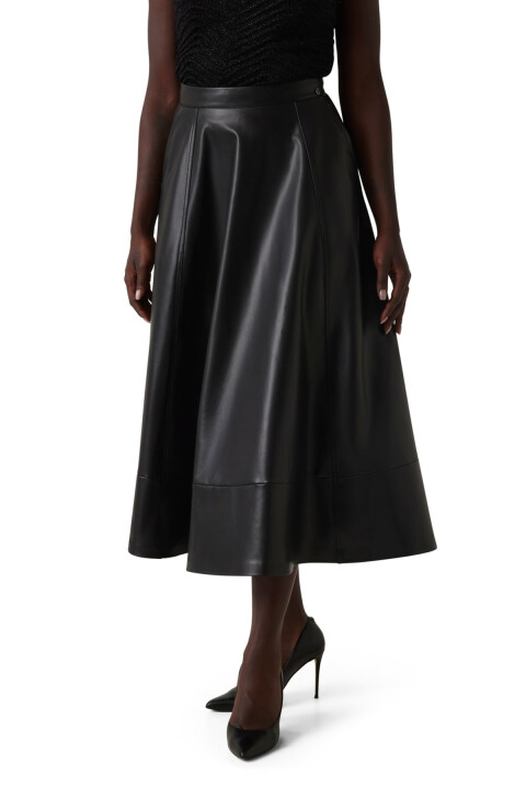 Kadın Yüksek Bel A Kesim Suni Deri Etek - Siyah - Guess