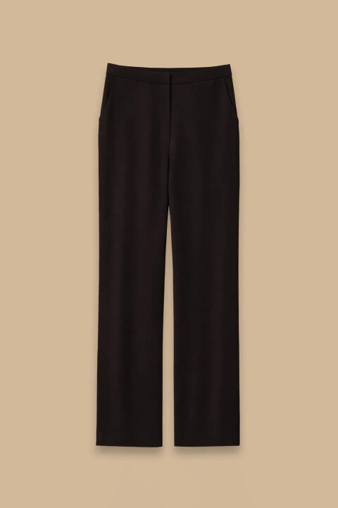 Kadın Yüksek Bel Tam Boy Pantolon - Siyah - Seçil